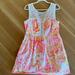 Lilly Pulitzer Dresses | Lilly Pulitzer Floral Dress With Lace Sz 12 | Color: Pink/Yellow | Size: 12