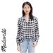 Madewell Tops | Madewell Buffalo Plaid Pullover Button Front Long Sleeve Shirt Black White Xs | Color: Black/White | Size: Xs