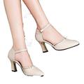 VIPAVA Women's high heels Women's sweet beige high-heeled shoes are suitable for party women's casual black comfortable spring summer high-heeled shoes (Color : Beige, Size : 5.5 UK)