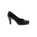 A2 by Aerosoles Heels: Pumps Chunky Heel Classic Black Print Shoes - Women's Size 8 1/2 - Round Toe
