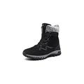 VIPAVA Men's Snow Boots Leather Men Boots Winter with Fur Super Warm Snow Boots Men Winter Work Casual Shoes Sneakers Military Combat Ankle Boots Female (Color : Schwarz, Size : 7)