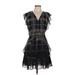 Bar III Casual Dress: Black Plaid Dresses - Women's Size 6