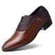 VIPAVA Men's Lace-Ups Men's Oxford Shoes Breathable Lace-up Flat Business Pointed Toe Wedding Shoes PU Leather Men's Formal Shoes (Color : Brown, Size : 7)