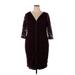 Isabel Toledo Cocktail Dress - Sheath V Neck 3/4 sleeves: Burgundy Solid Dresses - Women's Size 20