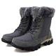 VIPAVA Men's Snow Boots Cold Winter Men Snow Boots Boots Warm Fur Men High Boots Outdoor Waterproof Boots Leather Motorcycle Boots (Color : Gray, Size : 6)