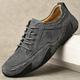 VOSMII Sandal Men Casual Shoes Leather Fashion Men Sneakers Handmade Breathable Mens Boat Shoes Plus Size 38-48 (Color : Gray, Size : 6.5)