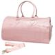 Kalawen PU Garment Bag Convertible Garment Duffle Bag with Shoes Compartment, Garment Bags for Travel Large Suit Bag Suitable for Men Women,2 in 1 Hanging Dress Suitcase Suit Travel Bags(Pink)