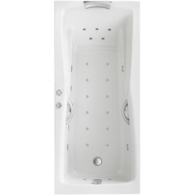 Whirlpool-Badewanne OTTOFOND "Atlanta", weiß, B:90cm L:190cm, Sanitäracryl, Badewannen, 190x90 cm, inkl. 1 Nackenstütze und 2 Griffe in silbermatt