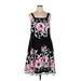 DressBarn Casual Dress - A-Line Square Sleeveless: Black Floral Dresses - Women's Size 14