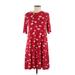 Gap Casual Dress - A-Line High Neck Short sleeves: Red Floral Dresses - Women's Size Medium