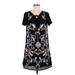 Skies Are Blue Casual Dress - Shift Tie Neck Short sleeves: Black Dresses - Women's Size 6