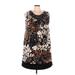 DressBarn Casual Dress - Mini Scoop Neck Sleeveless: Brown Print Dresses - Women's Size 18