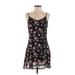 Lucca Couture Casual Dress - A-Line V-Neck Sleeveless: Black Floral Dresses - Women's Size Medium