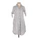 Mile Gabrielle Casual Dress - Shirtdress: Gray Dresses - Women's Size Small