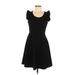 Caution to the Wind Casual Dress - Party Scoop Neck Short sleeves: Black Solid Dresses - Women's Size Medium