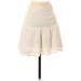 Krisa Casual Bodycon Skirt Mini: Ivory Solid Bottoms - Women's Size Small