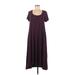 Torrid Casual Dress - Midi Scoop Neck Short sleeves: Burgundy Print Dresses - Women's Size Medium Plus