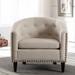 Linen Fabric Tufted Barrel ChairTub Chair for Living Room Bedroom Club Chairs