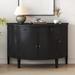 Curved Design Storage Cabinet, Unique Buffet Sideboard Cabinet with Drawer and Adjustable Shelves