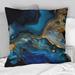 Designart "Abstract Geode Gold And Blue Marble IV" Marble Abstract Printed Throw Pillow