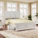 Traditional Town and Country Style Pinewood Vintage Queen Bed, Queen Size Wood Pltaform Bed with Headboard