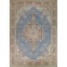 Blue Tabriz Persian Area Rug Handmade Vintage Wool Carpet - 9'7"x 13'0"