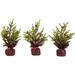 Mini Glittered Pine with Berries Artificial Christmas Trees - 9" - Set of 3