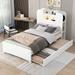 hanada Beds Platform Storage Bed Wood in White | 43.3 H x 41.4 W x 86.1 D in | Wayfair Hada20236037
