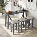 Gracie Oaks Kaylise Rectangular 59" L x 19.3" W Dining Set Wood/Upholstered in Gray | 35.6 H x 19.3 W x 59 D in | Wayfair