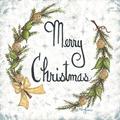 The Holiday Aisle® Christmas Garland On Canvas by Mary Ann June Print Canvas in Gray/Green | 12 H x 12 W x 1.25 D in | Wayfair