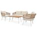 Bayou Breeze Arvena Rectangular 4 - Person 35.4" Long Outdoor Dining Set w/ Cushions Wood/Metal in White/Brown | 19.7 W x 35.4 D in | Wayfair