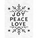The Holiday Aisle® Joy, Peace, Love Snowflake - Wrapped Canvas Print Metal in Black/White | 48 H x 32 W x 1.25 D in | Wayfair