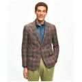 Brooks Brothers Men's Slim Fit Plaid Hopsack Sport Coat in Linen-Wool Blend | Brown | Size 46 Regular