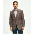 Brooks Brothers Men's Traditional Fit Plaid Hopsack Sport Coat in Linen-Wool Blend | Brown | Size 44 Regular