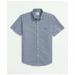 Brooks Brothers Men's Stretch Cotton Non-Iron Oxford Polo Button Down Collar, Gingham Short-Sleeve Shirt | Navy | Size Large