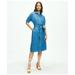 Brooks Brothers Women's Puff Sleeve Belted Shirt Dress In Linen | Dark Chambray | Size 14