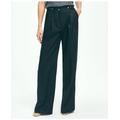 Brooks Brothers Women's Pleated Wide-Leg Linen Trousers | Navy | Size 6