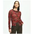 Brooks Brothers Women's Paisley Beaded Cardigan In Supima Cotton Sweater | Red | Size Small