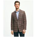 Brooks Brothers Men's Classic Fit Plaid Hopsack Sport Coat In Linen-Wool Blend | Brown | Size 46 Regular