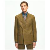 Brooks Brothers Men's Slim Fit Linen Herringbone Double-Breasted Suit Jacket | Dark Olive | Size 38 Regular