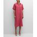 Side-slit Organic Linen Midi Shirtdress