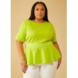 Plus Size Belted Scuba Peplum Top