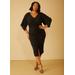 Plus Size Ruched Split Sleeved Bodycon Dress