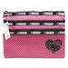 Hello Kitty Triple-Zippered Pink/Black School Supplies Pouch -Cosmetic Bag