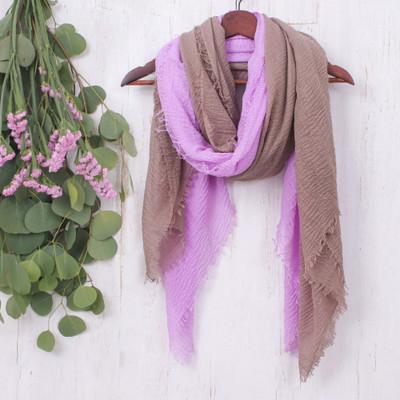 Chic Lavender,'Set of 2 Lightweight Cotton Scarves in Lilac and Dusty Mauve'