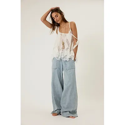 We The Free Breezy Denim Pull-On Jeans at Free People in Dusk, Size: Medium