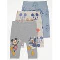 George Disney Mickey Mouse Character Leggings 3 Pack - Light Grey