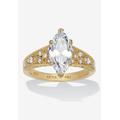 Women's 3.23 Tcw Marquise Cubic Zirconia Gold-Plated Sterling Silver Engagement Ring by PalmBeach Jewelry in Gold (Size 9)