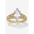 Women's 3.23 Tcw Marquise Cubic Zirconia Gold-Plated Sterling Silver Engagement Ring by PalmBeach Jewelry in Gold (Size 7)
