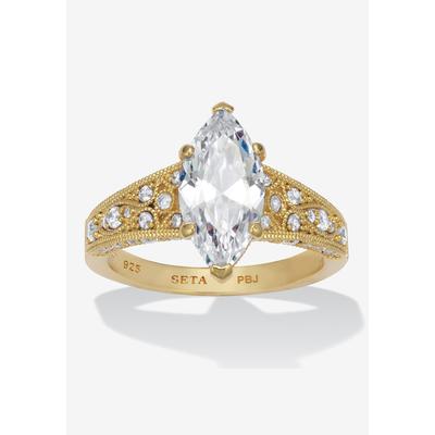 Women's 3.23 Tcw Marquise Cubic Zirconia Gold-Plated Sterling Silver Engagement Ring by PalmBeach Jewelry in Gold (Size 8)